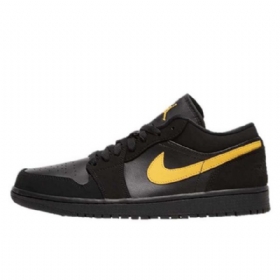 Nike Air Jordan 1 Matalat Kengät Miehille Musta Keltainen