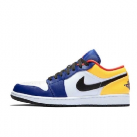 Nike Air Jordan 1 Matalat Kengät Miehille Valkoinen Laivastonsininen Keltainen