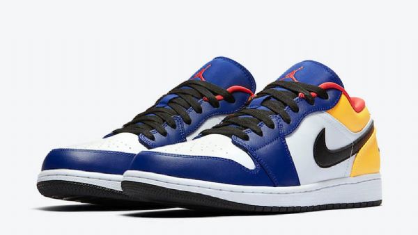 Nike Air Jordan 1 Matalat Kengät Naisille Valkoinen Laivastonsininen Keltainen