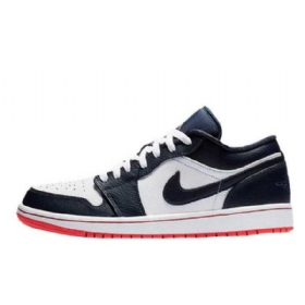 Nike Air Jordan 1 Matalat Obsidiaanikengät Miehille Laivastonvalkoinen