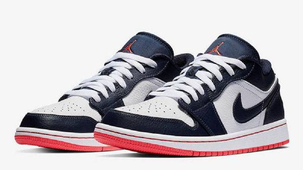 Nike Air Jordan 1 Matalat Obsidiaanikengät Miehille Laivastonvalkoinen