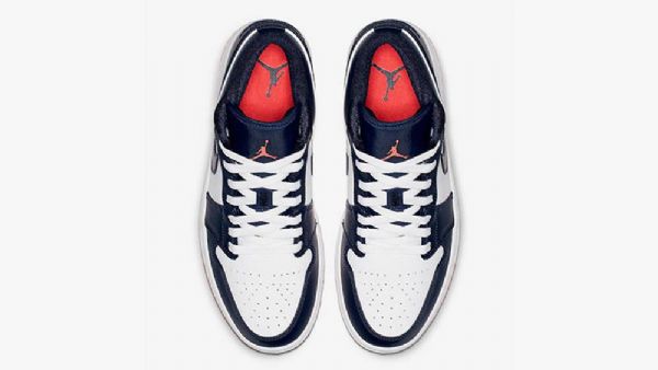 Nike Air Jordan 1 Matalat Obsidiaanikengät Miehille Laivastonvalkoinen