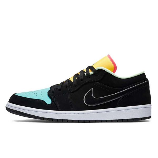 Nike Air Jordan 1 Matalat Topit Aurora Kengät Miehille Musta Vihreä Oranssi