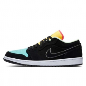 Nike Air Jordan 1 Matalat Topit Aurora Kengät Miehille Musta Vihreä Oranssi