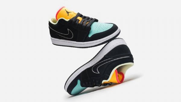 Nike Air Jordan 1 Matalat Topit Aurora Kengät Miehille Musta Vihreä Oranssi