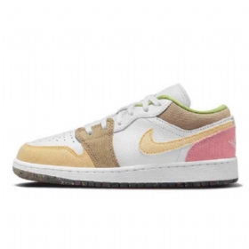 Nike Air Jordan 1 Matalat Topit Gs-kengät Naisille Beige Valkoinen Vaaleanpunainen