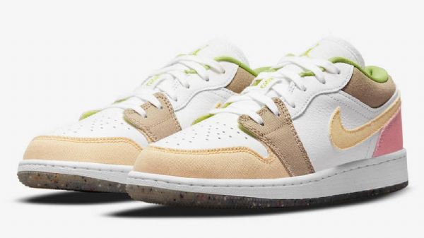 Nike Air Jordan 1 Matalat Topit Gs-kengät Naisille Beige Valkoinen Vaaleanpunainen