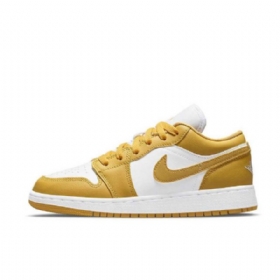 Nike Air Jordan 1 Matalat Topit Gs Kengät Naisille Valkoinen Keltainen