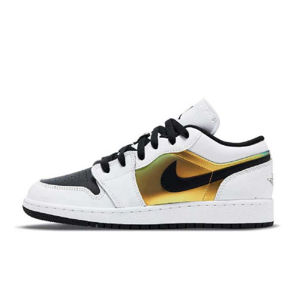 Nike Air Jordan 1 Matalat Topit Gs-kengät Naisille Valkoinen Musta Kulta