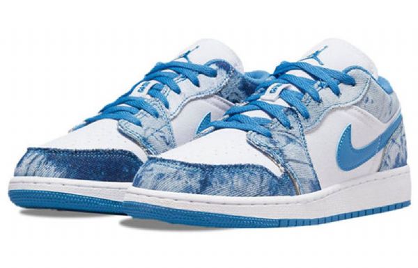 Nike Air Jordan 1 Matalat Topit Gs Pesty Kengät Miehille Valkoinen Sininen