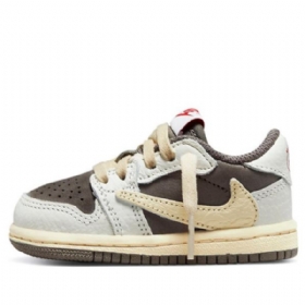 Nike Air Jordan 1 Matalat Topit Og Td Travis Scott Reverse Mokka Kengät Lapsille Ruskea Harmaa