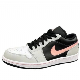 Nike Air Jordan 1 Matalat Topit Retro-koripallokengät Miehille Harmaa Koralli