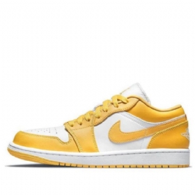 Nike Air Jordan 1 Matalat Topit Retro Koripallokengät Miehille Keltainen Valkoinen