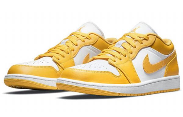 Nike Air Jordan 1 Matalat Topit Retro Koripallokengät Miehille Keltainen Valkoinen