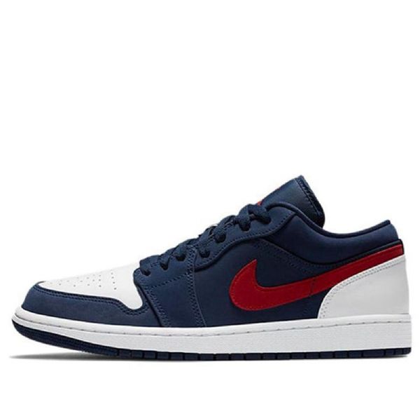 Nike Air Jordan 1 Matalat Topit Retro Koripallokengät Miehille Laivastonvalkoinen Punainen