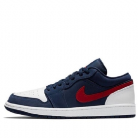 Nike Air Jordan 1 Matalat Topit Retro Koripallokengät Miehille Laivastonvalkoinen Punainen