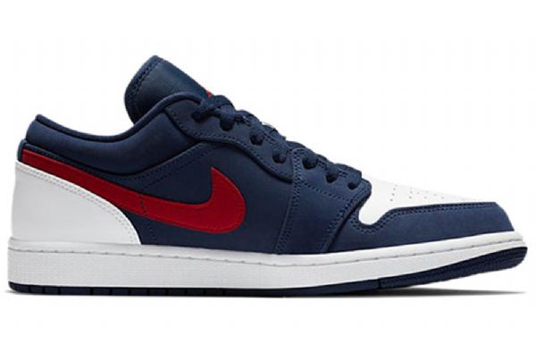 Nike Air Jordan 1 Matalat Topit Retro Koripallokengät Miehille Laivastonvalkoinen Punainen