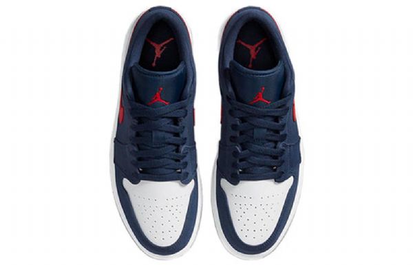 Nike Air Jordan 1 Matalat Topit Retro Koripallokengät Miehille Laivastonvalkoinen Punainen