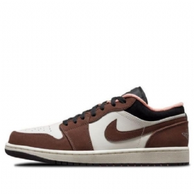 Nike Air Jordan 1 Matalat Topit Retro Koripallokengät Miehille Ruskea Valkoinen