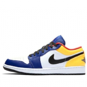 Nike Air Jordan 1 Matalat Topit Retro Koripallokengät Miehille Valkoinen Deep Royal Sininen