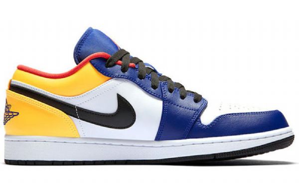 Nike Air Jordan 1 Matalat Topit Retro Koripallokengät Miehille Valkoinen Deep Royal Sininen