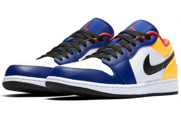 Nike Air Jordan 1 Matalat Topit Retro Koripallokengät Miehille Valkoinen Deep Royal Sininen