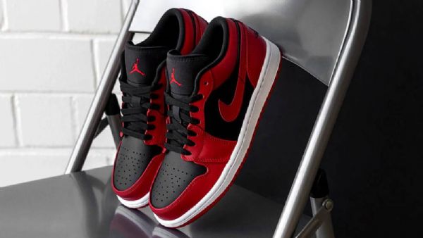 Nike Air Jordan 1 Matalat Topit Reverse Leveät Kengät Miehille Punainen Valkoinen