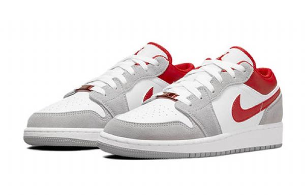 Nike Air Jordan 1 Matalat Topit Se Gs Koripallokengät Miehille Vaaleanharmaa Punainen