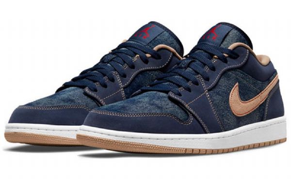 Nike Air Jordan 1 Matalat Topit Se Retro Koripallokengät Miehille Laivastonsininen