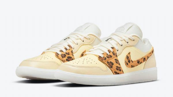 Nike Air Jordan 1 Matalat Topit Snkrs Päiväkengät Naisille Keltainen Leopardi