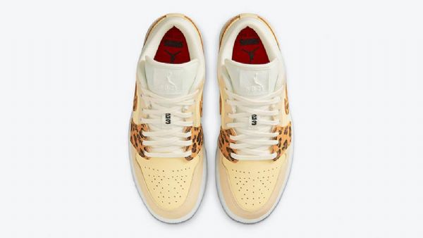 Nike Air Jordan 1 Matalat Topit Snkrs Päiväkengät Naisille Keltainen Leopardi