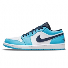 Nike Air Jordan 1 Matalat Topit Unc Kengät Naisille Sininen Valkoinen