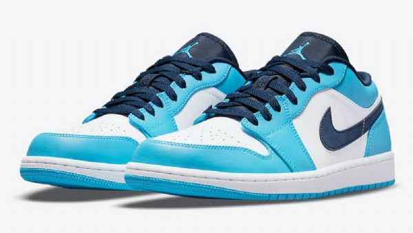 Nike Air Jordan 1 Matalat Topit Unc Kengät Naisille Sininen Valkoinen