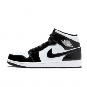 Nike Air Jordan 1 Mid Tops All Star Carbon Fiber Kengät Miehille Mustavalkoinen