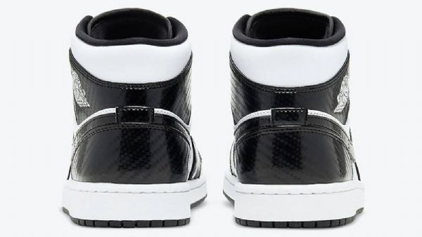 Nike Air Jordan 1 Mid Tops All Star Carbon Fiber Kengät Miehille Mustavalkoinen