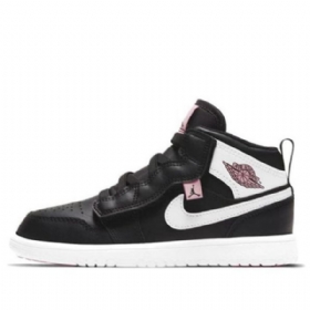Nike Air Jordan 1 Mid Tops Alt Ps Retro Koripallokengät Lapsille Mustavalkoinen