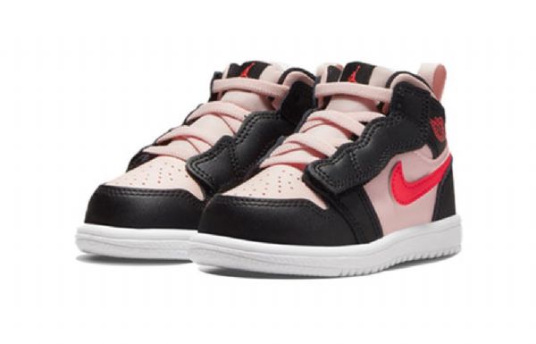 Nike Air Jordan 1 Mid Tops Alt Retro Koripallokengät Lapsille Musta Vaaleanpunainen