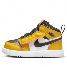 Nike Air Jordan 1 Mid Tops Alt Td Kengät Lapsille Keltainen Valkoinen