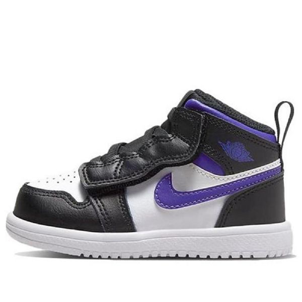 Nike Air Jordan 1 Mid Tops Alt Td Kengät Lapsille Musta Valkoinen Purppura