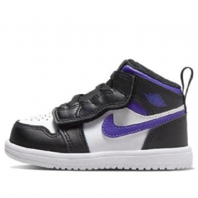 Nike Air Jordan 1 Mid Tops Alt Td Kengät Lapsille Musta Valkoinen Purppura