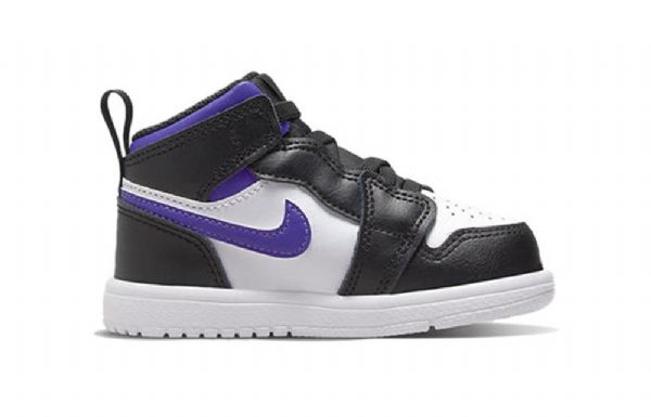 Nike Air Jordan 1 Mid Tops Alt Td Kengät Lapsille Musta Valkoinen Purppura