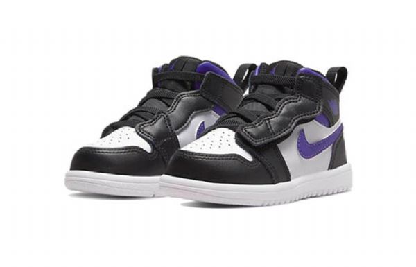 Nike Air Jordan 1 Mid Tops Alt Td Kengät Lapsille Musta Valkoinen Purppura