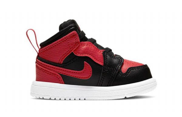 Nike Air Jordan 1 Mid Tops Alt Td Retro Koripallokengät Lapsille Musta Punainen