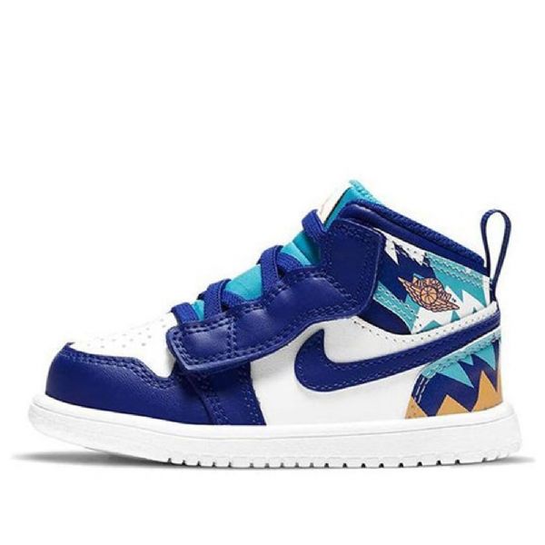 Nike Air Jordan 1 Mid Tops Alt Td Retro Koripallokengät Lapsille Sininen Valkoinen