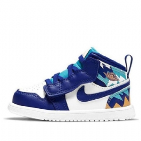 Nike Air Jordan 1 Mid Tops Alt Td Retro Koripallokengät Lapsille Sininen Valkoinen