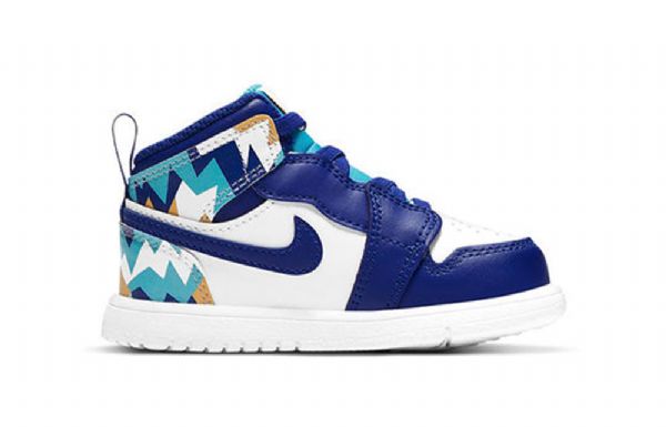 Nike Air Jordan 1 Mid Tops Alt Td Retro Koripallokengät Lapsille Sininen Valkoinen