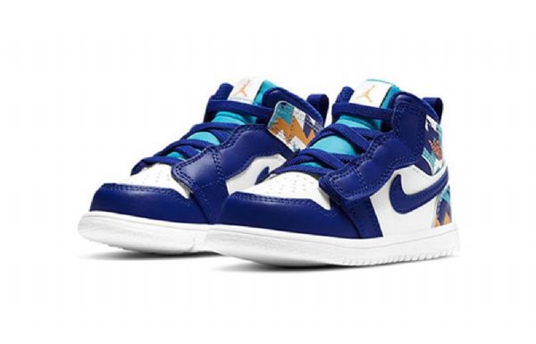 Nike Air Jordan 1 Mid Tops Alt Td Retro Koripallokengät Lapsille Sininen Valkoinen
