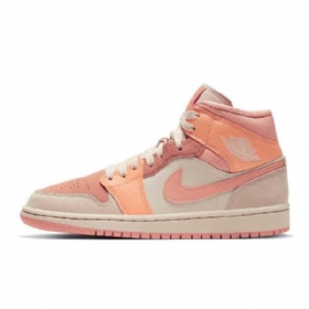 Nike Air Jordan 1 Mid Tops Aprikoosikengät Naisten Oranssi