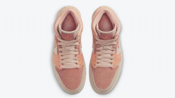 Nike Air Jordan 1 Mid Tops Aprikoosikengät Naisten Oranssi