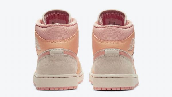 Nike Air Jordan 1 Mid Tops Aprikoosikengät Naisten Oranssi